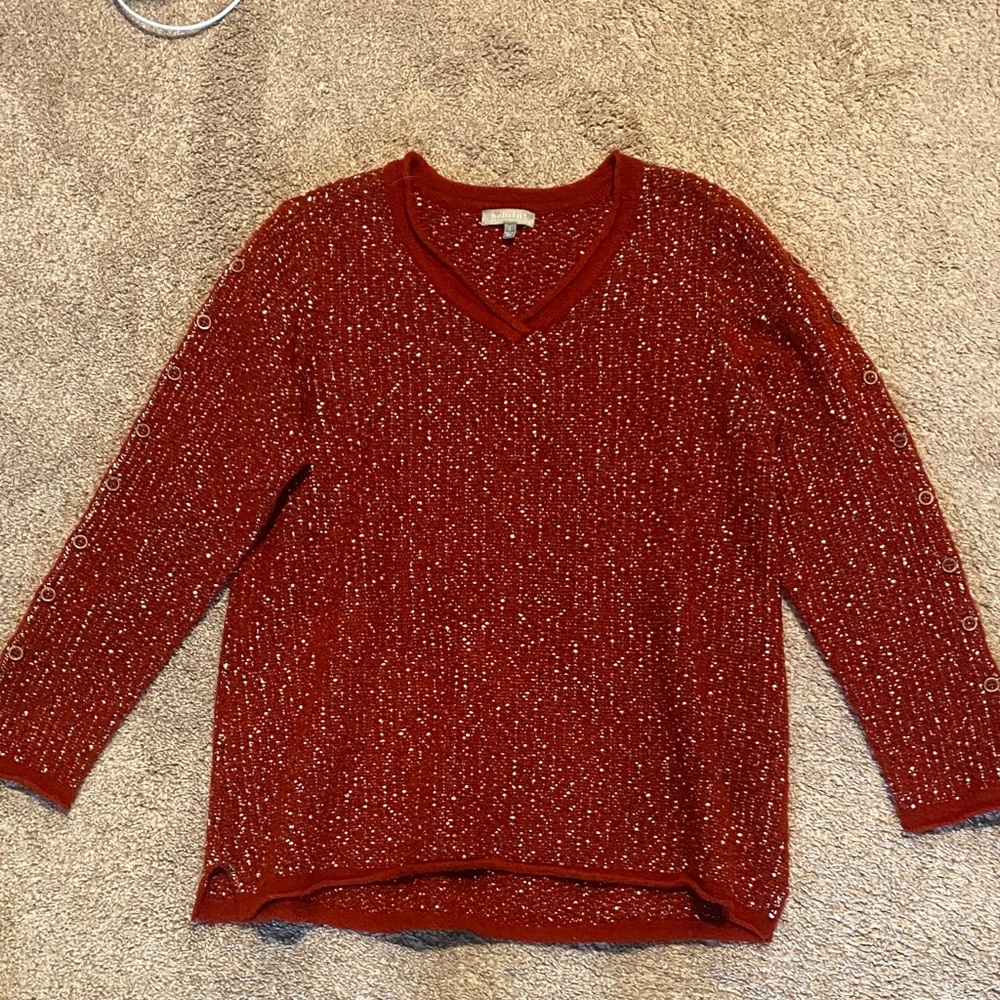 Habitat Women's Red V-Neck Sparkle Sweater